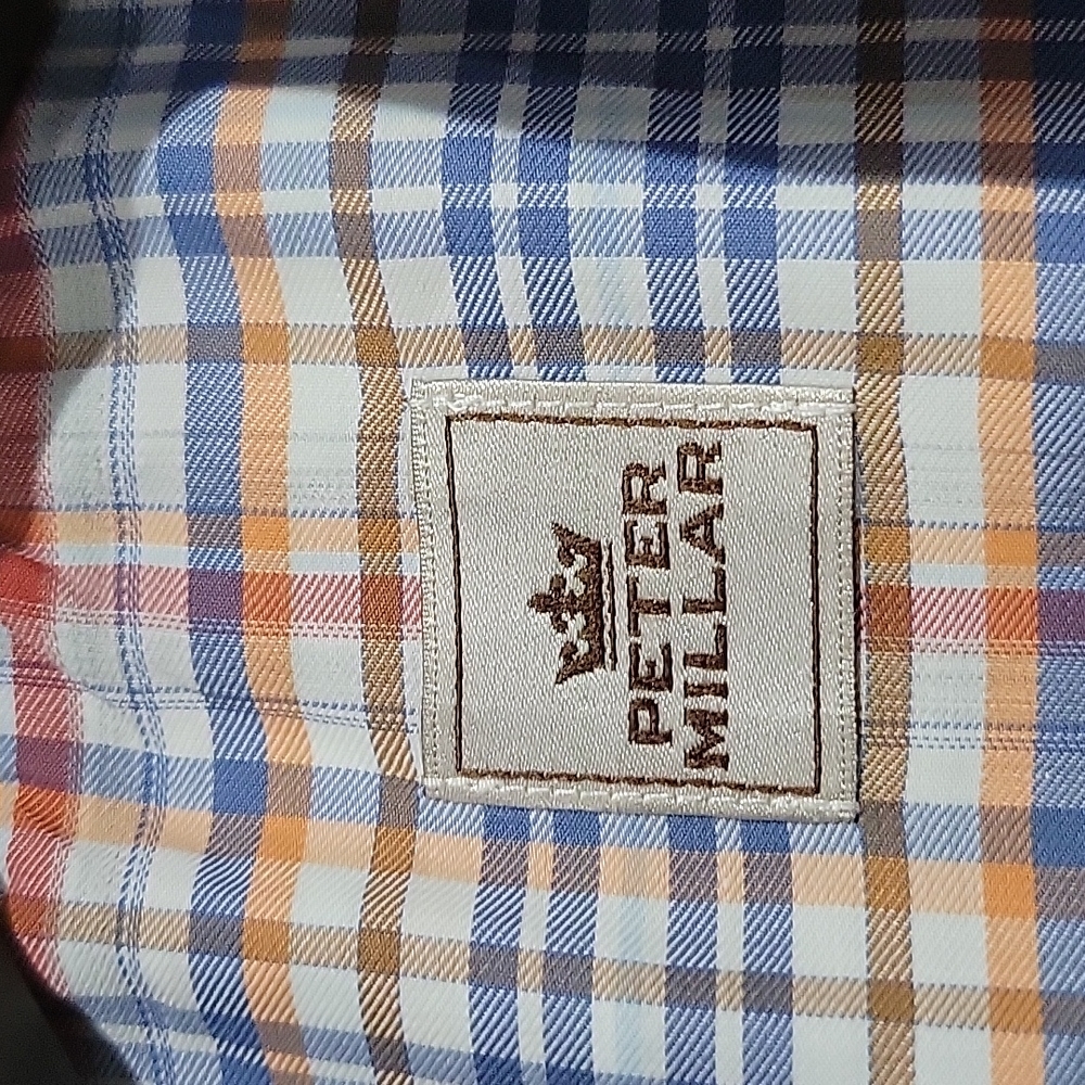 Peter Millar Blue Multi-Colored Plaid Button-Down… - image 2